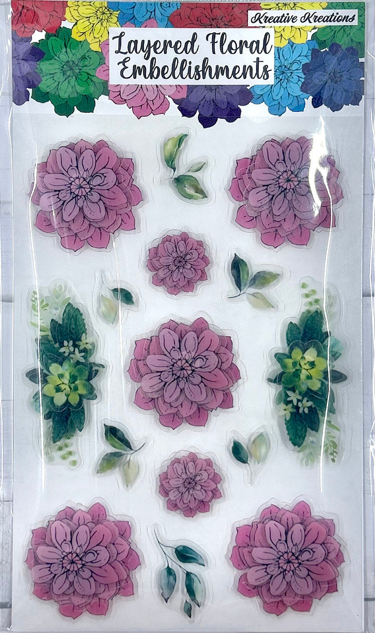Adornos florales en capas - Rosa chicle